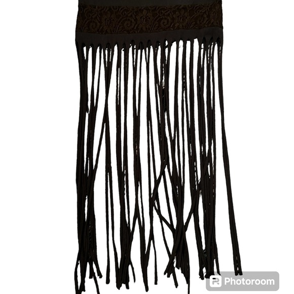 Fairy Woodland Hippie Boho Fringe Knit Brown Skirt  Handmade - Picture 4 of 5
